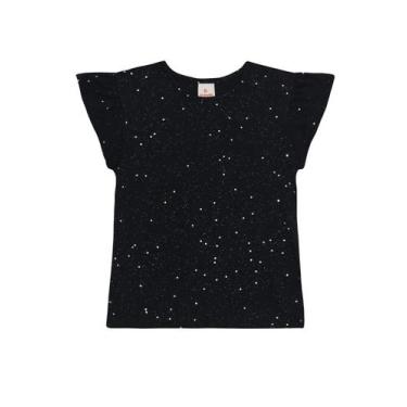 Imagem de Blusa infantil menina em cotton com brilho Brandili, 10, Preto