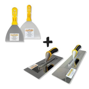 Imagem de Kit Desempenadeiras Flexíveis E Espátulas Inox Evolution Para Massa Ge