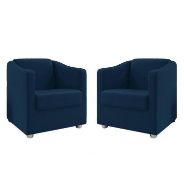 Imagem de Kit 2 Poltronas Decorativa Tilla Suede Azul Marinho Dal Poz Estofados