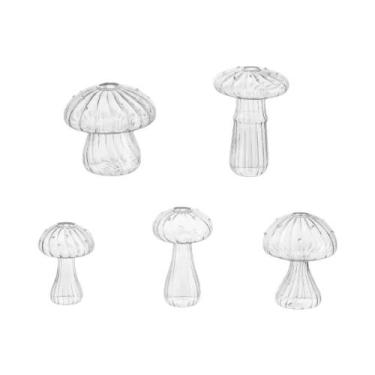 Imagem de Conjunto De 5 Vasos De Vidro Em Forma De Cogumelo, Vasos Hidropônicos 