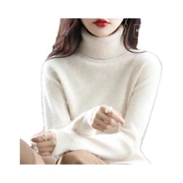 Imagem de Suéter De Cashmere Com Gola Alta Em Plush De Mink Para Mulheres Outono