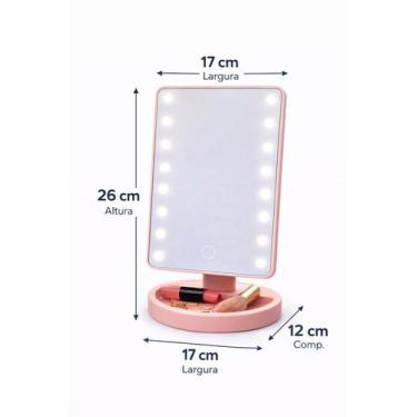 Imagem de Espelho Mesa Maquiagem LED Touch USB Porta Objetos Sortido - Dromos