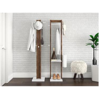 Imagem de Cabideiro Mancebo Az1018 Nogal/Branco - Tecno Mobili