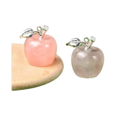 Imagem de Pingente Mini Maçã De Quartzo Rosa, Suprimentos Para Fabricação De Joi