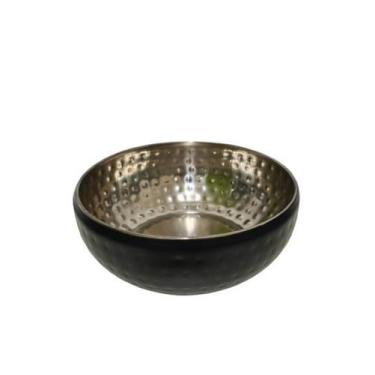 Imagem de Centro de Mesa Decorativo Preto Inox Martelado Vaso Cachepô -18cm - In
