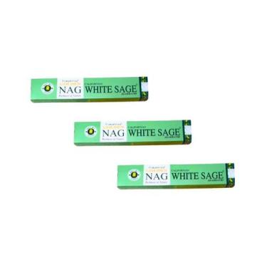 Imagem de KIT Com 3 Incensos Indiano Massala Golden Nag Varetas, Sálvia Branca