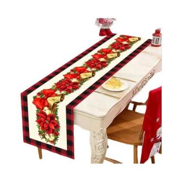 Imagem de Caminho De Mesa Azul De Natal 2025, Decoração De Mesa Com Boneco De Ne