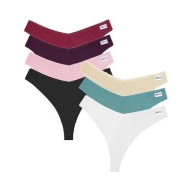 Imagem de Calcinhas De Algodão Femininas 7 Peças, G-string De Cintura Baixa, Lin