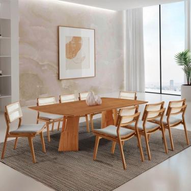 Imagem de Sala De Jantar Mesa Florida Tampo Laminado Barril 8 Cadeiras Quartzo/imbuia Nat/cinam. Imbuia