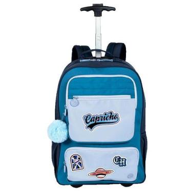 Imagem de Mochila Carrinho Grande Capricho Class Cosmic Patches - Azul - Sestini