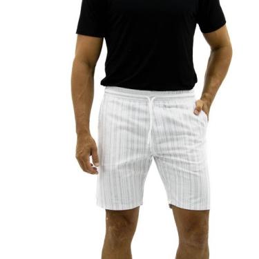 Imagem de Bermuda Shorts Masculino Sarja Estilo Mauricinho Com Elástico e Cordão