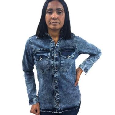 Imagem de Camisa Jeans Feminina - Marilu Fashion-Feminino