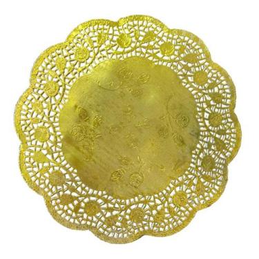 Imagem de Doilies toalha de papel rendado Redondo 25cm Dourado 52 un - TodaTreco