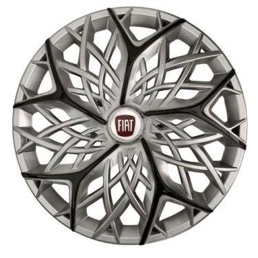 Imagem de Calota esportiva aro 13 moove silver black + emblema resinado fiat ver