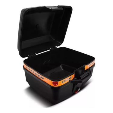 Imagem de Bau Moto Bauleto Stoned 35 Litros Com Base Universal Traseiro, Laranja