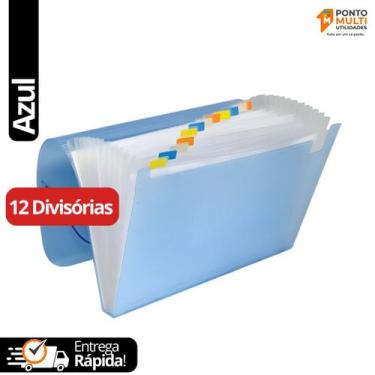 Imagem de Pasta Sanfonada 12 Divisórias Tamanho A4 Ofício Azul Acp Cor:Azul, Azu