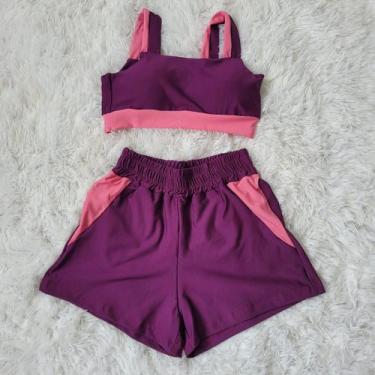 Imagem de Conjunto Fitness Short e Top bojo Removivel Roupa Academia - PIJAMAS V