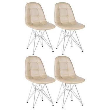 Imagem de Kit 4 cadeiras estofadas Charles Eames Eiffel Botonê com pés de metal 