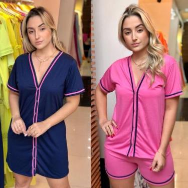 Imagem de Kit Camisola e Pijama aberto com botões, baby doll blogueira americano