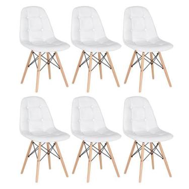 Imagem de Laraz Home Decor, Kit 6 Cadeiras Estofadas Eames Eiffel Botonê - Madei