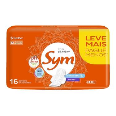 Imagem de Absorvente Sym Cobertura Seca com Abas Embalagem com 16 Unidades
