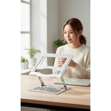 Imagem de Suporte Notebook Ajustável Metal Leve Ergonômico (Cinza) - Congratulat