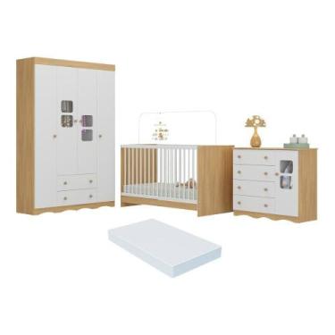 Imagem de Quarto De Bebê Completo Com Berço 3 Em 1 Com Colchão Incluso Serena Mu