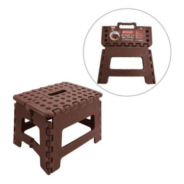Imagem de Banqueta Dobrável Reforçada 150kg Portátil Marrom - BETTHAVALE