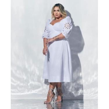 Imagem de Vestido Midi c/bordado Beetop  tam: P cor: branco