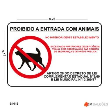 Imagem de Placa de Sinalização Proibida a Entrada com Animais - LM Balcões