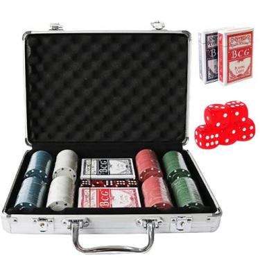 Imagem de Jogo De Poker 200 Fichas Numeradas 2 Baralhos 5 Dados Maleta - BCG