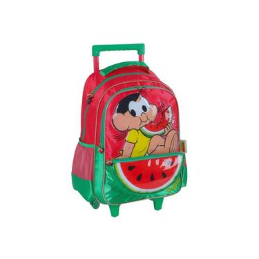 Imagem de Mochila Escolar Luxo Costas e Rodas Turma da Monica, Vermelho
