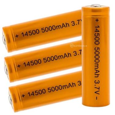 Imagem de Bateria 14500 3.7V Lítio Recarregável, Uso em Lanternas e Equipamentos