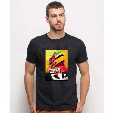 Imagem de Camiseta masculina Preta algodao Formula 1 Ayrton Senna Piloto Arte