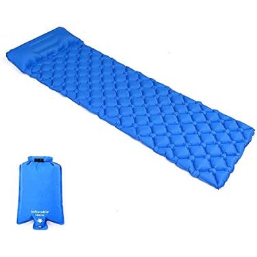 Imagem de GQYYS Tapete de acampamento, almofada inflável ultraleve com travesseiro, impermeável e à prova de umidade – Colchão compacto e portátil para atividades ao ar livre, esportes, caminhadas, mochilão, viagens