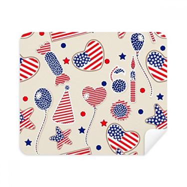 Imagem de Pano de limpeza de tela 2 peças de tecido de camurça com bandeira de coração e balão dos EUA