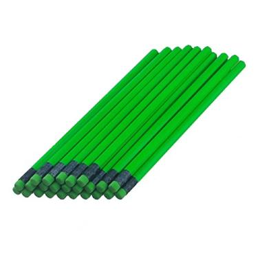 Imagem de Lápis hexagonal de barril verde neon com borracha verde neon e virola preta – 36 peças – Borracha sem mancha – # 2 HB chumbo – não afiado – sem marca