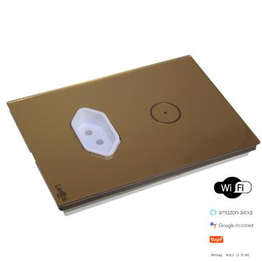 Imagem de Interruptor De Luz Touch Wi-Fi Tok Glass 1 Botão+Tom Bronze Lumenx