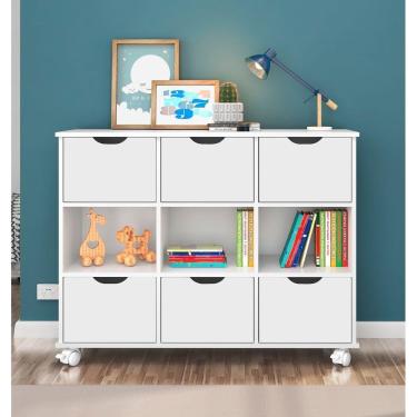 Imagem de Nicho Organizador 108 x 83 cms com 6 Gavetas e Rodízios Qmovi Branco