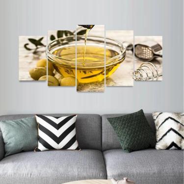 Imagem de Quadro Azeite Salada Para Resturantes Mosaico 5 Peças