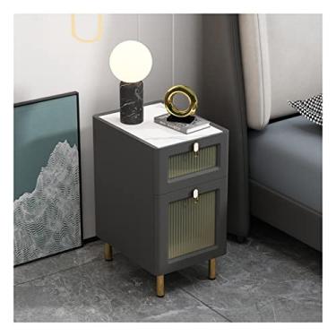 Imagem de Mesas Laterais de Cama Moderna Mesa de Cabeceira Simples Leve Luxo Armário Lateral de Vidro Armário de Cabeceira Madeira Pequeno Sofá Gabinete Mesas de Cabeceira para Quarto (Cor: D)