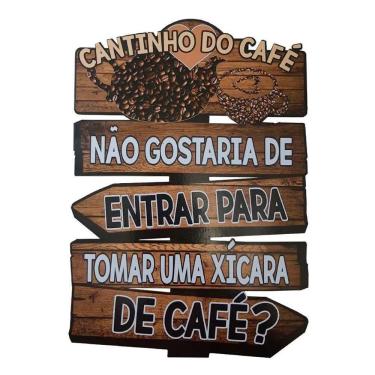 Imagem de Placa Decorativa De Parede Madeira Coffe - Cantinho Do Café