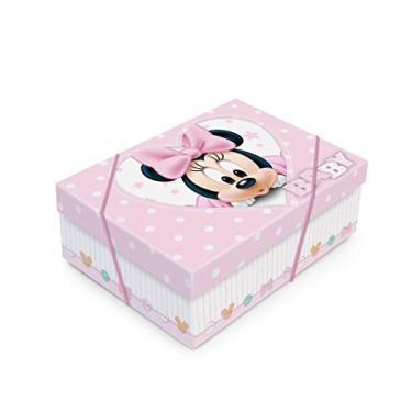 Imagem de Caixa Para Presente Retangular com Tampa Cromus Embalagens na Estampa Minnie Baby com Fechamento em Elástico 35x25x11 cm com 10 Unidades