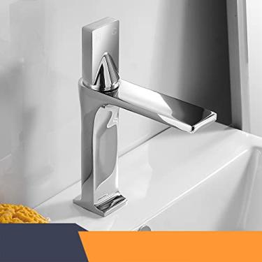 Imagem de Torneiras de bacia Cachoeira Torneira de banheiro de manípulo único misturador de bacia de banho torneira antiga de bronze pia de água guindaste de prata, 855002, cromo, china