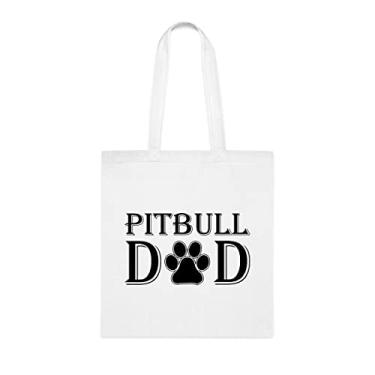 Imagem de Sacola Pitbull Dad, bolsa Pitbull Dad, ideia de presente Pitbull Dad, presente para pai Pitbull, bolsa de ombro Pitbull, bolsas reutilizáveis Pitbull, presente para pai Pitbull da filha favorita, filho e filhos, Branco