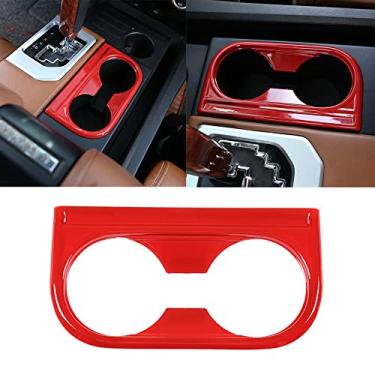 Imagem de FINMOKAL Guarnição Da Tampa Do Porta-Copos De Controle Central Vermelho Para Toyota Tundra 2014-2021