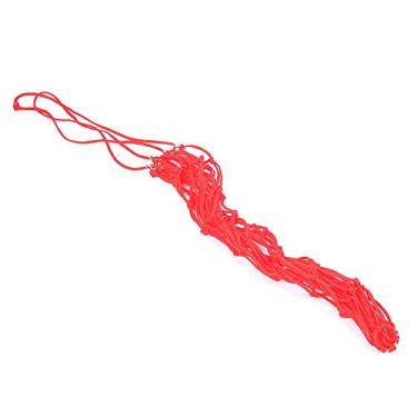 Imagem de TOPINCN Bolsa de feno de alimentação lenta, corda de nylon durável, malha macia, rede de feno para pendurar corda de poliéster com soldagem galvanizada prateada (vermelho)