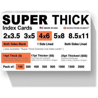 Imagem de Cartas de índice super grossas de 10 x 15 cm / 100 / pesadas, cartões postais de notas, cartões de flash, cartões didáticos, Branco, 14pt Thick, 100 CARDS ($10.99)