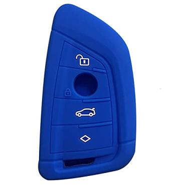 Imagem de CSHU Porta-chaves do carro capa porta-chaves porta-chaves porta-chaves, adequado para BMW 525li F15 F16 F48 G30 F85 G11 M 2018 X1 X3 X4 X5 X6 35i 50i 1 2 5, Azul