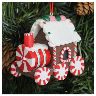 Imagem de Kit 6 Enfeites Pendentes Para Árvore De Natal Trem Iluminado 9cm